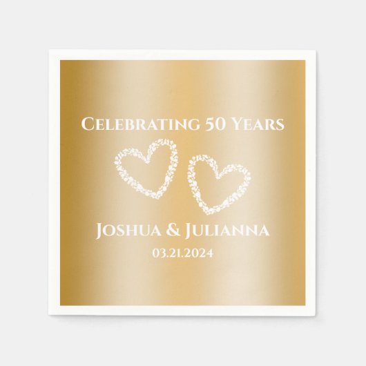 Elegante Custom Faux Gold 50ste bruiloft Jubileum Servet (Voorkant)