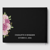 Elegante Custom Foto Zwart Bruiloft Gastenboek (Achterkant)