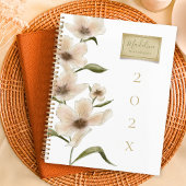 Elegante Custom Monogram Naam  Bloemen Stempel Planner