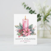 Elegante CUSTOM Waterverf kerstkaars Feestdagenkaart (Staand voorkant)