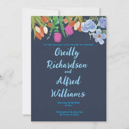 Elegante Custom Wedding Invitation Kaart (Voorkant)