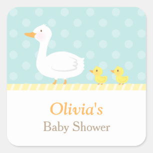 Elegante Cute Eend Tweeling Baby Shower Feestje Vierkante Sticker