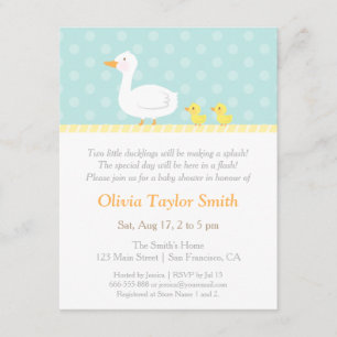 Elegante Cute Eend Tweeling Baby Shower Uitnodigin Kaart