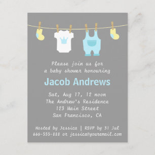 Élégante Cute Prince Baby Shower Invitation