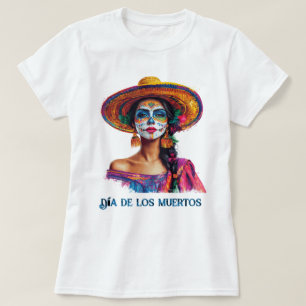 Elegante Dag van de Dode Suiker Schedel Dame Kleur T-shirt