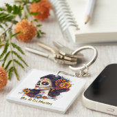 Elegante Dag van de Dode Suikerschedel Vrouw Sleutelhanger (Voorkant Rechts)