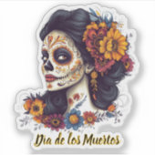 Elegante Dag van de Dode Suikerschedel Vrouw Sticker (Voorkant)