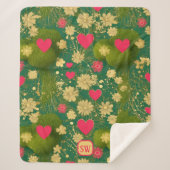 Elegante Dag van de Valentijn, monogram, mos Sherpa Deken (Voorkant)