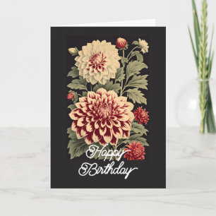 Elegante Dahlia Flower Happy Birthday Kaart