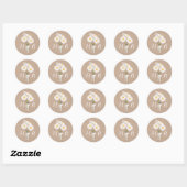 Elegante Daisies Monogram Initiaal Beige Bruiloft Ronde Sticker (Vel)