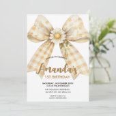 Elegante daisy bow verjaardag kaart (Staand voorkant)