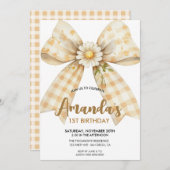 Elegante daisy bow verjaardag kaart (Voorkant / Achterkant)