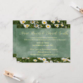 Elegante Daisy Green Katholieke bruiloft uitnodigi Kaart