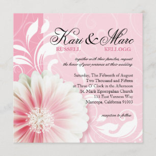 Elegante Daisy Scroll bloeit op pioenroos Kaart