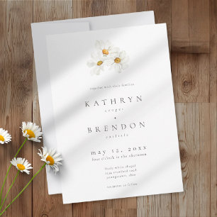 Elegante Daisy Waterverf Minimalistische Trouwdag Kaart