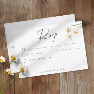 Elegante Daisy Waterverf Minimalistische Trouwdag RSVP Kaartje