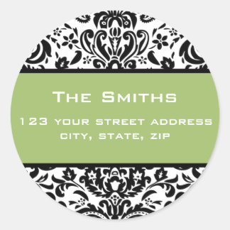 Elegante Damask Adresetiketten Ronde Sticker