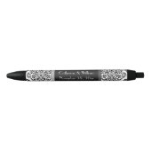 Elegante Damask Black Pattern Bruid Bruidegom Zwarte Inkt Pen (Voorkant)
