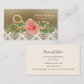 Elegante Damask kapper  Rozen schaar Visitekaartje (Voorkant / Achterkant)