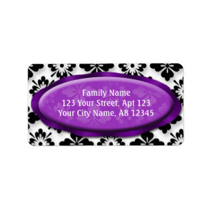 Elegante Damask Paarse Adresetiketten Etiket