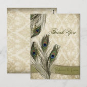 Elegante Damask Peacock bruiloft dank u Briefkaart (Voorkant / Achterkant)