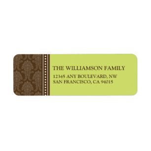 Elegante Damask Retouradreslabels (limoen) Etiket