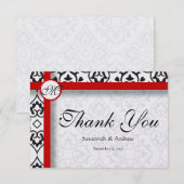 Elegante Damask Side Borders Red Trim Bedankt (Voorkant / Achterkant)