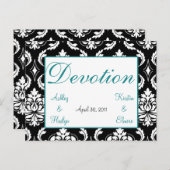 Elegante Damask Trouwtafel Namen Kaarten Devotie (Voorkant / Achterkant)