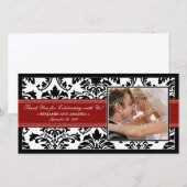 Elegante Damask Wedding Dank u Photocard: rood Bedankkaart (Voorkant / Achterkant)