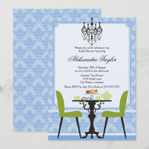 Elegante Damast en Kroonluchter Theepartij Kaart