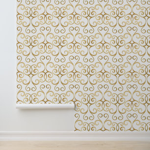 Elegante damast klassiek luxe wit en goud behang