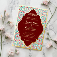 Elegante Damast Sierlijke Mihrab Moslim Bruiloft