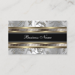 Elegante Damast Zilver Tin Chroom Metaal Zwart Visitekaartje
