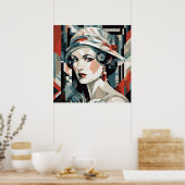 Elegante dame Art Deco liefhebbers Poster (Keuken)