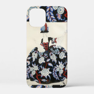 ELEGANTE DAME BLOEMENJURK MET ZWARTE WITTE BLOEMEN iPhone 12 MINI HOESJE