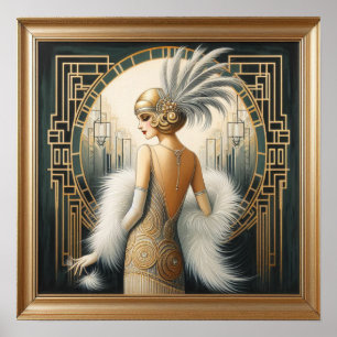 Élégante dame de vitre Art Déco des années 1920, c