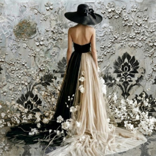 Elegante dame in zwart en wit - decoupagepapier tissuepapier