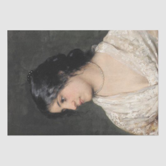 Elegante dame met een parel Ketting Tissuepapier (Voorkant)