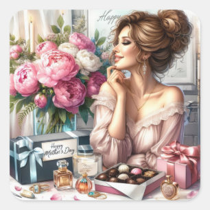Elegante dame Moederdag sticker