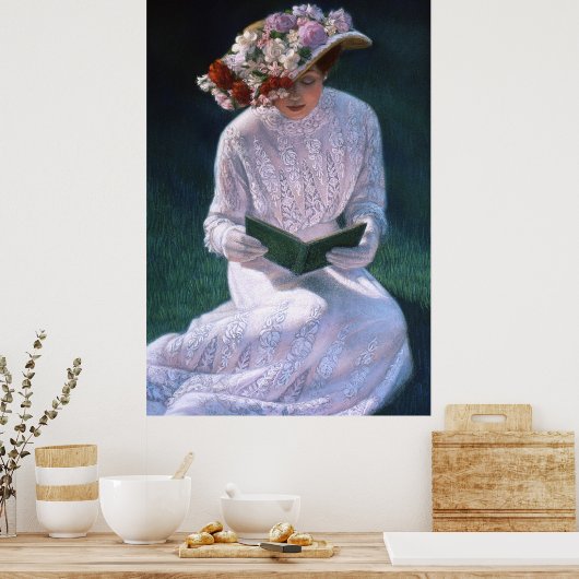 Elégante dame victorienne, lecture, décoration aff (Cuisine)