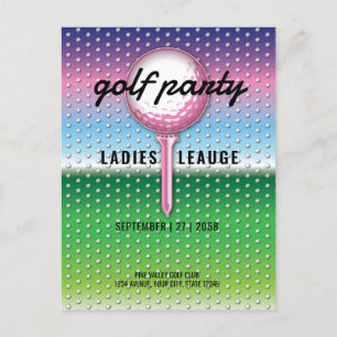 Elegante Dames Golf Feest Design Uitnodiging Briefkaart