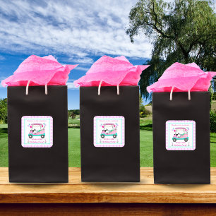 Elegante Dames Golf Feestkar Bedankt Verjaardag Vierkante Sticker