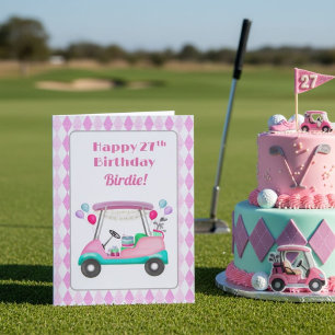 Elegante damesgolffeestkar 27e verjaardag kaart