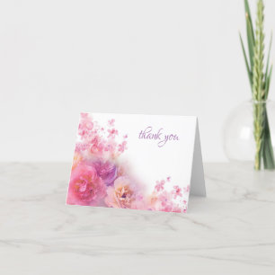 Elegante Dank Je Handgeschreven Watercolor Bloemen Bedankkaart