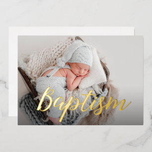 Elegante Dank Je Wel Baby Foto Doop Script Folie Uitnodiging