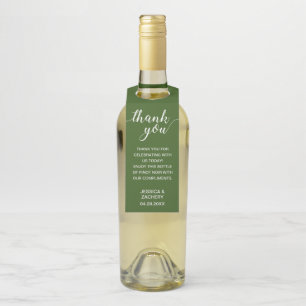 Elegante Dank Je Wit Op Groene Huwelijks- Flessenhanger