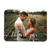 Elegante dank u eenvoudige script bruiloft foto magneet (Horizontaal)