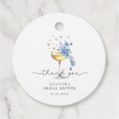 Elegante Dank U Parels & Prosecco Bruidsfeest Bedankjes Labels (Voorkant)