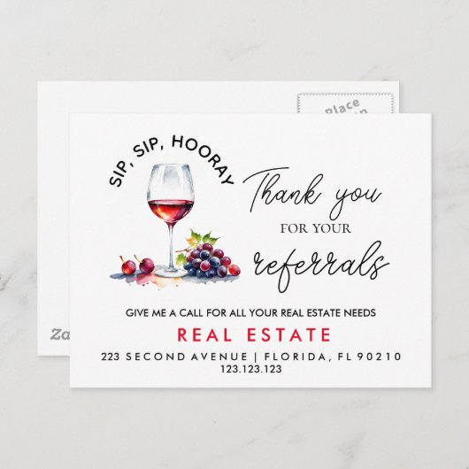 Elegante dank u Sip Hoera verwijzingen Aankondigingskaart (Voorkant / Achterkant)