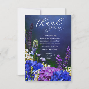 Elegante Dankkaart Bloemen Midnight Bedankkaart